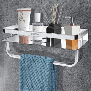 Plantex 304 Grade Stainless Steel Bathroom Shelf with Towel Holder for ...