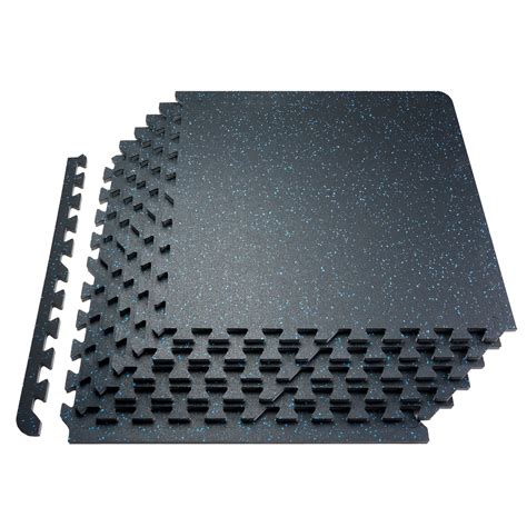 VEVOR 0.56 Inch Thick Gym Floor Mats, 25 Tiles Rubber Top with EVA Foam ...