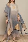 Buy Kaveri Grey Net Asymmetric Dyed Tunic Online | Aza Fashion.