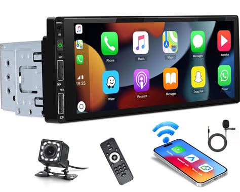 UNITOPSCI Single Din Touchscreen Car Stereo with Wireless Apple CarPlay ...