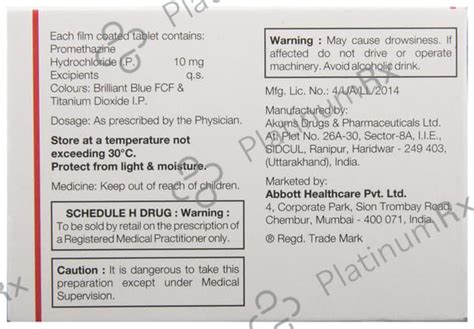 Buy Phenergan 10mg Tablet 10s Online: Uses, Side Effects and Price ...