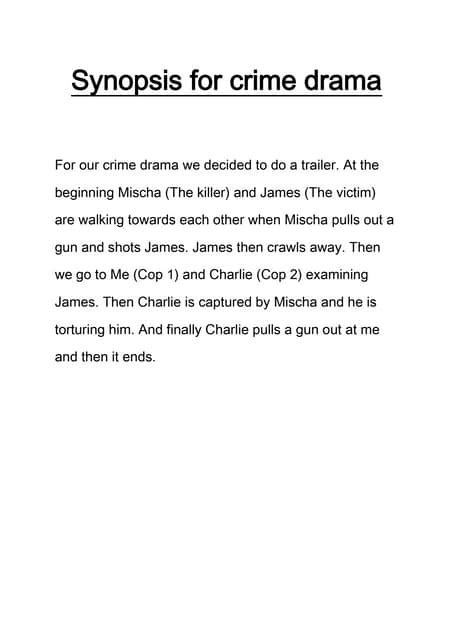 Image result for Crime Synopsis Example