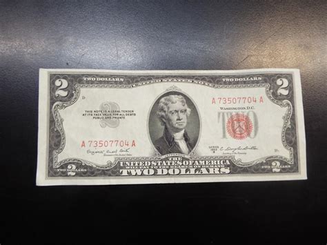 Lot - 1953-B Red Seal Two Dollar Bill