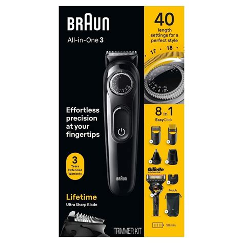 Braun All-In-One Style Kit Series 3 3470, 7-In-1 Battery Powered ...