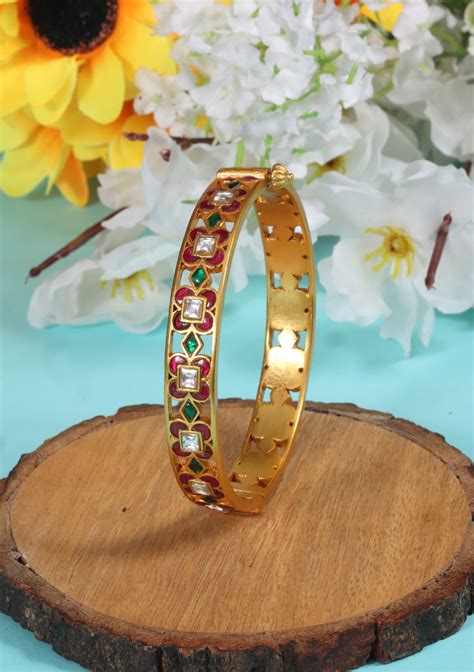 Classic Designer Jadau Kundan Openable Single Bangle – Divine Abha