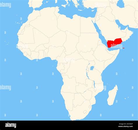 Locator map showing the location of the country Yemen in Africa. The ...