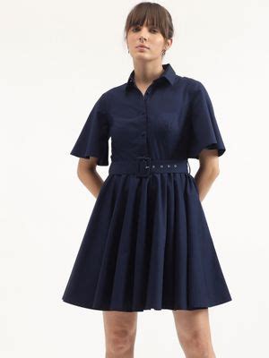 Buy United Colors of Benetton Regular Fit Spread Collar Solid Dress ...