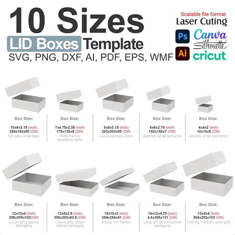 Buy Diy LID Box Template Bundle Printable Blank Template for Shipping ...