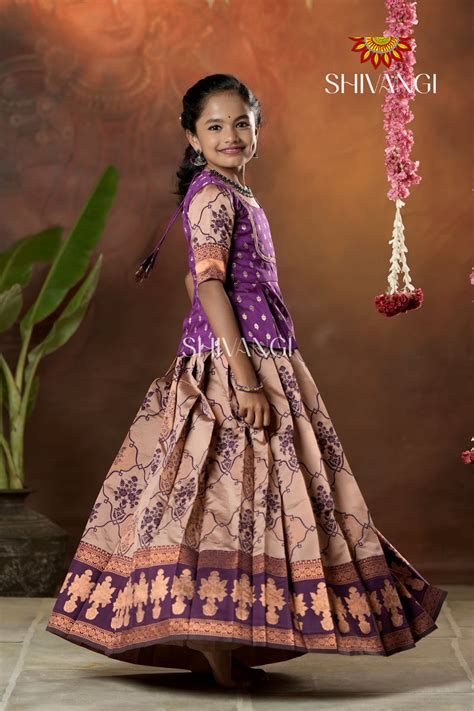 Festive Collection - Purple Lantana Pattu Pavadai For Girls