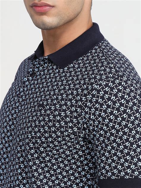 Park Avenue Men Blue Printed Slim Fit Cotton Blend T-shirt – MyRaymond