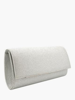 Paradox London Dilara Metallic Clutch Bag, Siilver