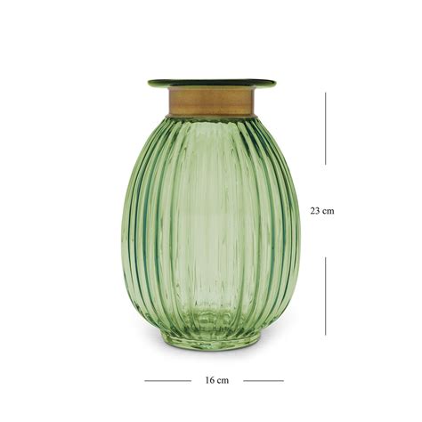 Shop Green Ribbed Glass Vase - at Best Price Online in India