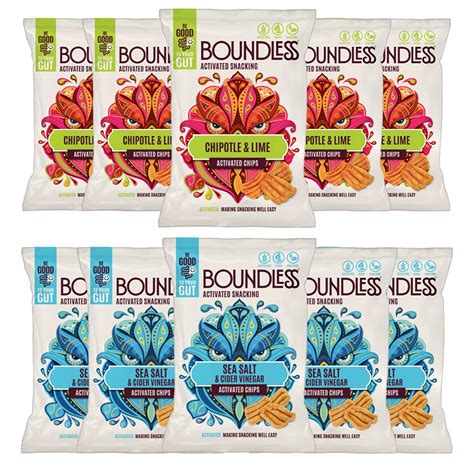Boundless Activated Chips Mixed Case (10 x 80g) - 5 x Chipotle & Lime ...