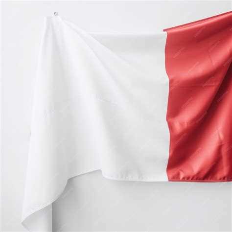 Premium Photo | A red and white flag hanging on a wall
