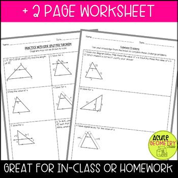 Image result for Side Splitter Theorem Practice Worksheet