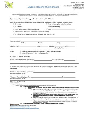 Student Housing Questionnaire - Blank Fillable Template | Fill Out ...
