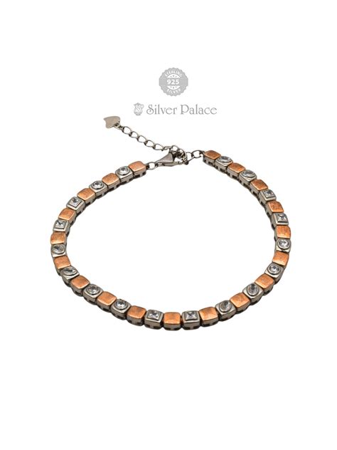 925 Pure Silver Round,oval,cubic Design Stone With Rose Gold Touch ...