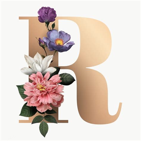 Classic and elegant floral alphabet font letter R | free image by ...