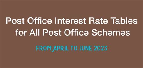 Post office (Dop) interest rates table for All Schemes From April to ...