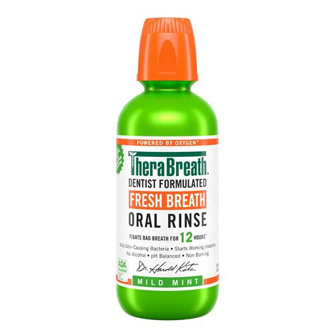 TheraBreath Fresh Breath Mouthwash, Mild Mint, Alcohol-Free, 16 fl oz ...