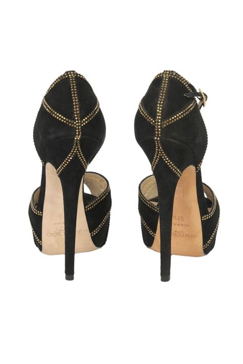 Jimmy Choo EU 37.5 Limited Edition Black Suede Kalpa Peep Toes