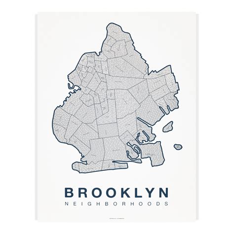 Brooklyn Neighborhood Map | Brooklyn Map Art Poster | Brooklyn map, Map ...