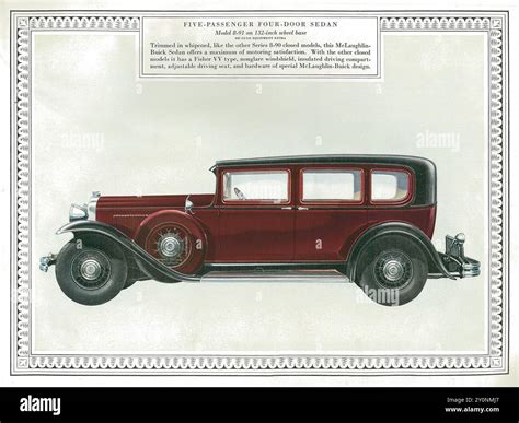 Red Five Passenger Four-Door Sedan. Promotional brochure illustration for McLaughlin-Buick Motor ...