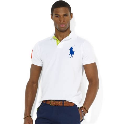 Polo Ralph Lauren Custom Fit Big Pony Mesh Polo Shirt in White for Men ...