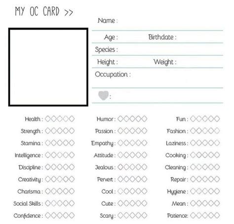 Character Sheet Template for Creative Drawing Prompts