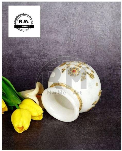 White Marble Hand Painted Flower Pot Manufacturer, Supplier from Nagaur