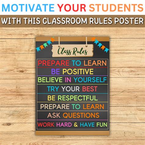 Order and Productivity in the Classroom Rules and Expectations Posters ...