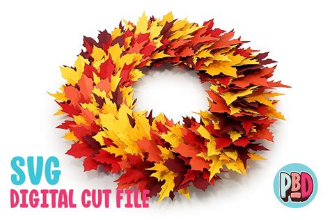 Fall Leaf Papercraft Wreath · Creative Fabrica