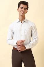 Allen Solly Formal Shirts, Men White Print Full Sleeves Formal Shirt ...