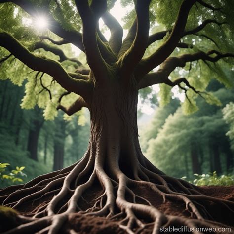 Deep-Rooted Tree with High Branches | Stable Diffusion Online