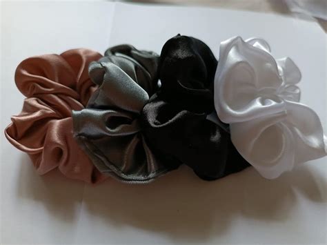 PLATINUM Satin Hair Scrunchies for Women and Girls Bands Pack of 4 ...