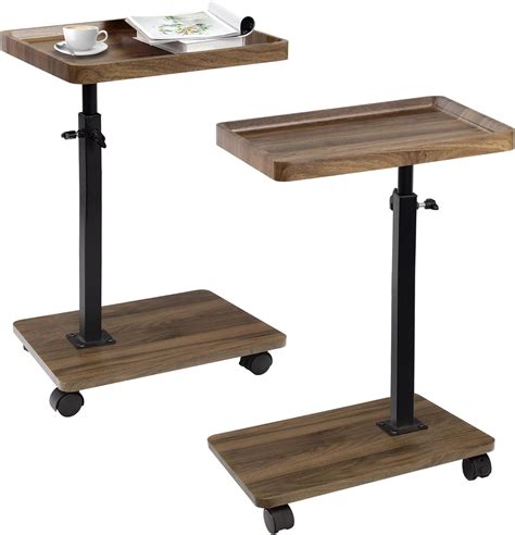 C Shaped End Tables Living Room Set of 2, Adjustable Height Side Table ...