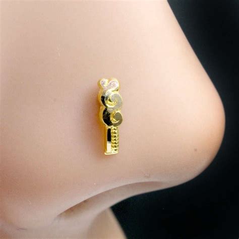 Ethnic Vertical Indian Style 14K Real Gold Nose pin for women – Karizma ...