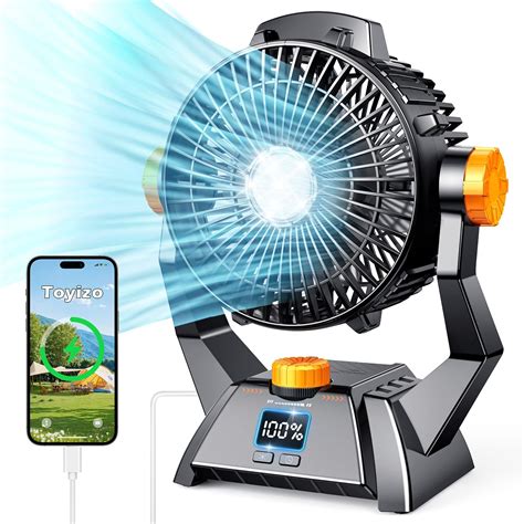 Amazon.com: Camping Fan with LED Lantern, 8000mAh Battery Operated Fan ...