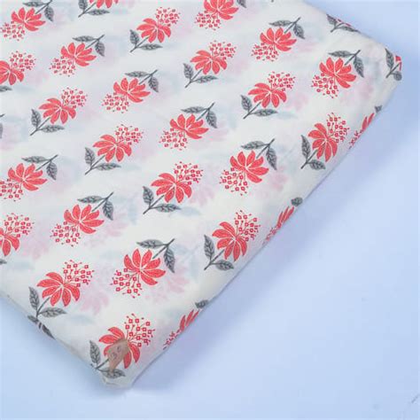 Cream Color Cotton Printed Fabric