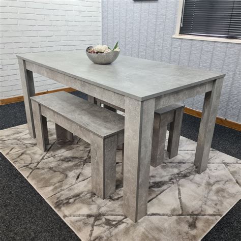 Grey and White Kitchen Table with Bench – Stylish, Functional Design