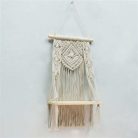 Buy HOMESAKE Solid Wood Macrame Wall Hanging Shelf from Homesake at ...