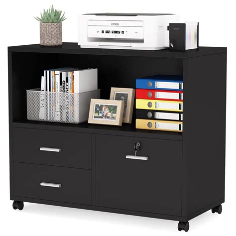 Tribesigns 3 Drawer File Cabinet with Lock, Mobile Lateral Filing ...