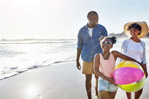 Premium Photo | Black family kids or beach with a mother father and ...