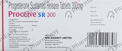 Proceive Sr 300 MG Tablet (10): Uses, Side Effects, Price & Dosage ...