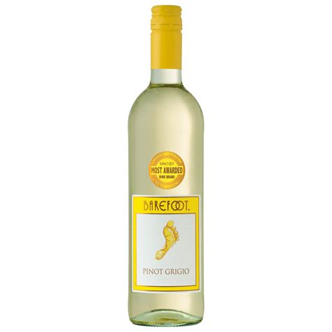 Barefoot Pinot Grigio California White Wine, 750 ml Glass Bottle ...