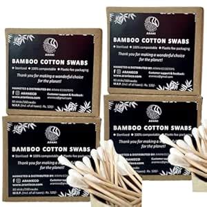 Buy Arani Eco Bamboo Cotton Earbuds Swabs (4 pack) | For Adults For ...