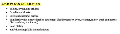 Image result for Cook Resume Sample