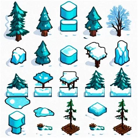 Rectangular Ice and snow Tilemap for 2d games sprite sheet, include ...