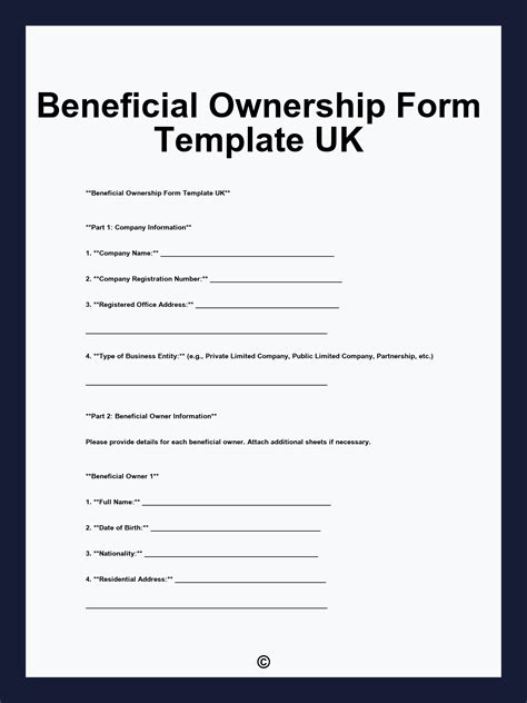 Beneficial Ownership Form Template UK