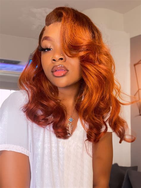 UNice ginger hair color lace front body wave human hair Wavy wig